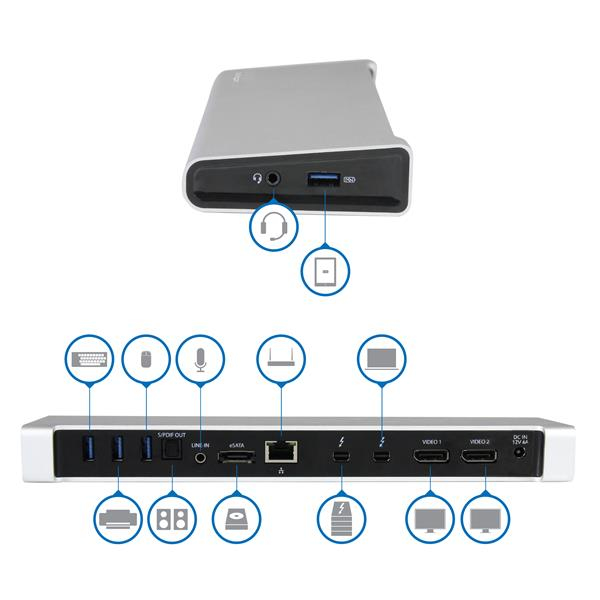 Startech Replic. De Puertos Thunderbolt2 Pant. Doble Usb Tb2Dock4K2Dp