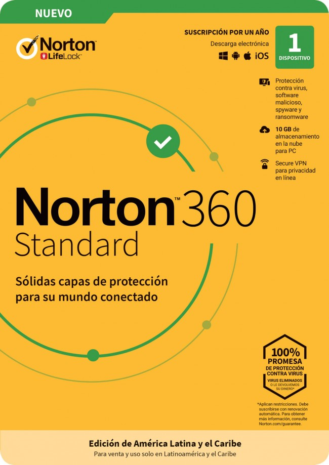 Norton 360 Estandar Seguridad En Internet Total Y Antivirus 1 Dispositivo 1 Año Windows Mac Tmnr-032