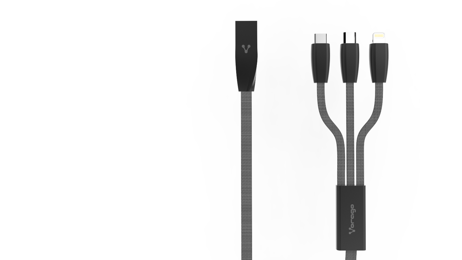 Cable Vorago Cab-300 Micro Usb/ Lightning/ Tipo C Metalico Negro