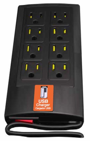Supresor De Picos Complet Brc-1-005 Cargador Usb 8 Contactos 84 Joules
