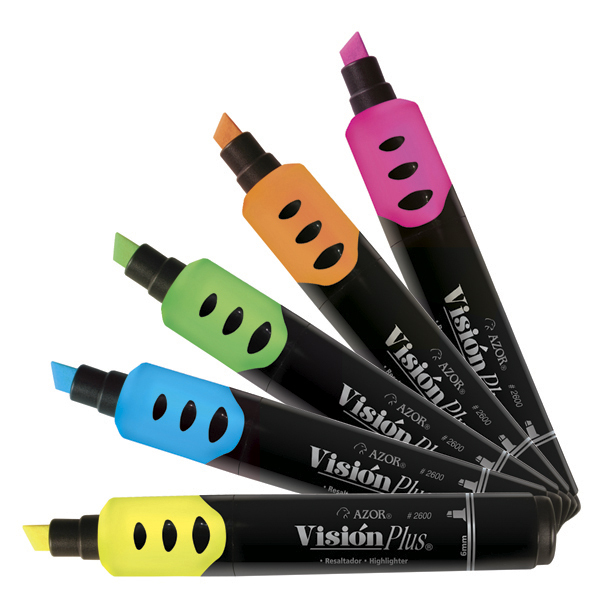 Marcador Resaltador Vision Plus Colores Surtidos Estuche C/5 Pzas