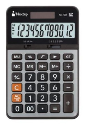 Calculadora Nextep 12 Digitos Cubierta Metalica Semiescritorio Solar