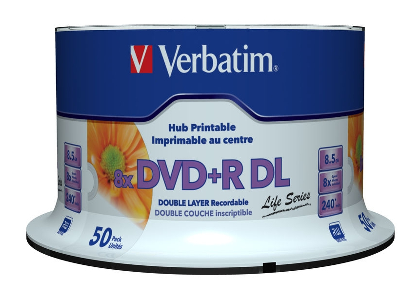 Dvd+R Verbatim Doble Capa Imprimible Blanco Torre 50 Piezas 97693