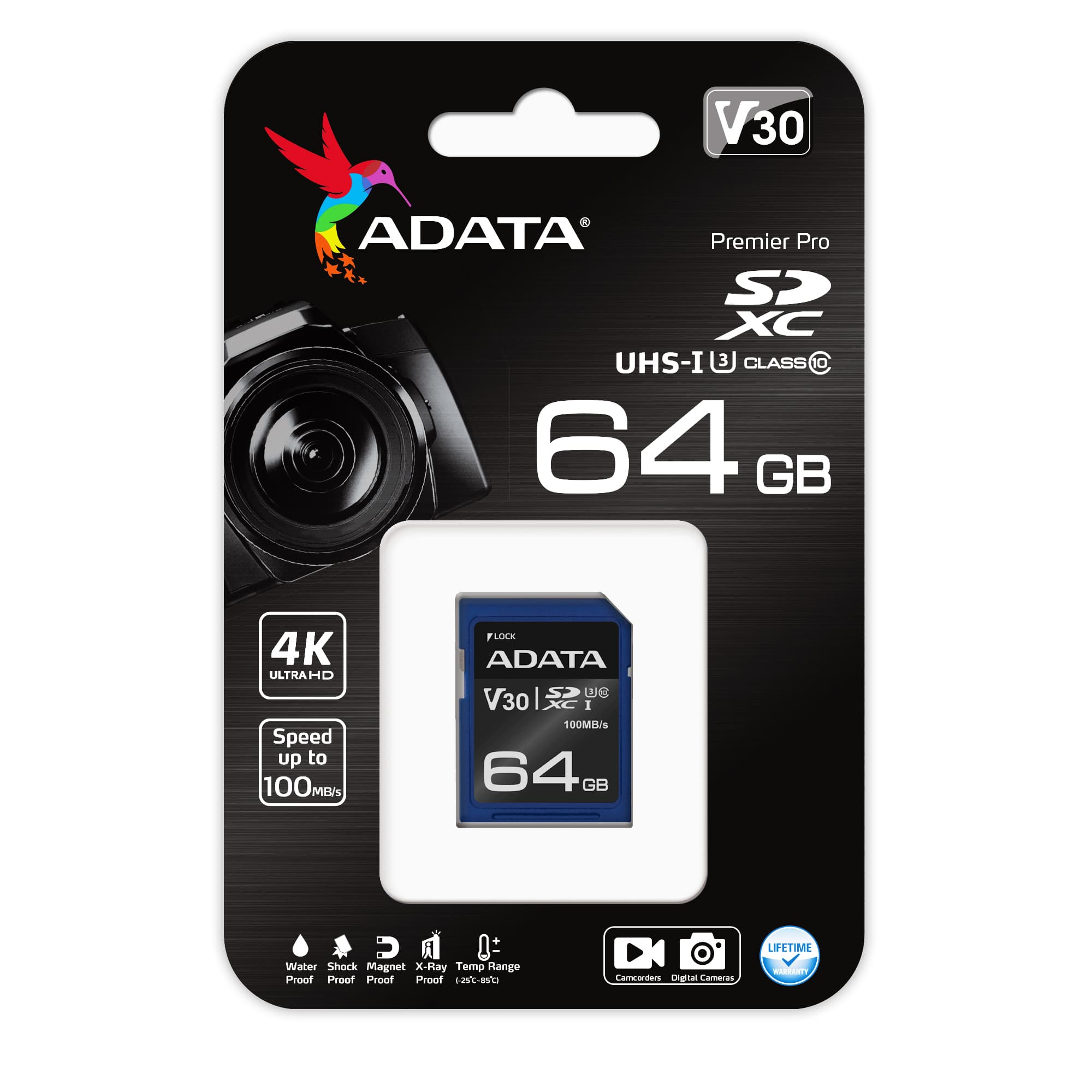Memoria Sd Adata Sdxc Uhs-I U3 64 Gb 100 Mb/S 60 Mb/S Azul Clase 10
