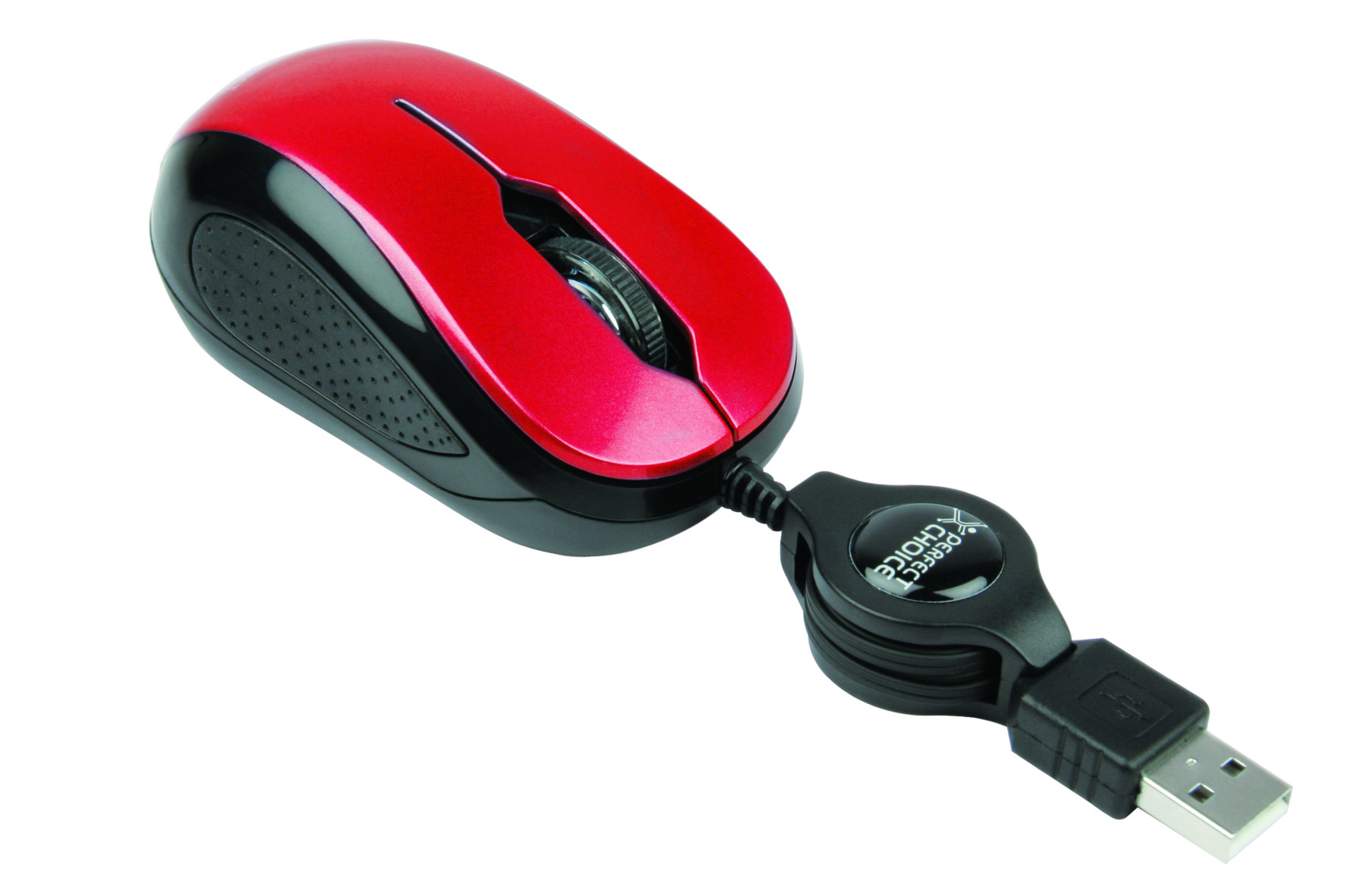 Mouse Perfect Choice Pc-043973-00001 Optico Retractil Rojo Mini