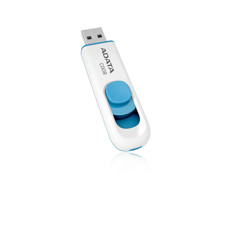 Memoria Flash Usb Adata C008  64 Gb Gb Retractil Blanco&Azul