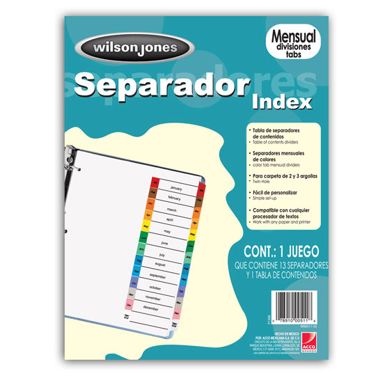 Separador Mensual Acco Carta Ceja De Colores