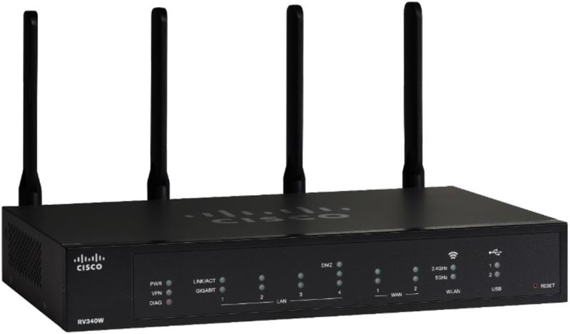 Router Cisco Rv340W 10/100/1000 Mbps 2.4 Ghz / 5 Ghz Externo 4 Negro