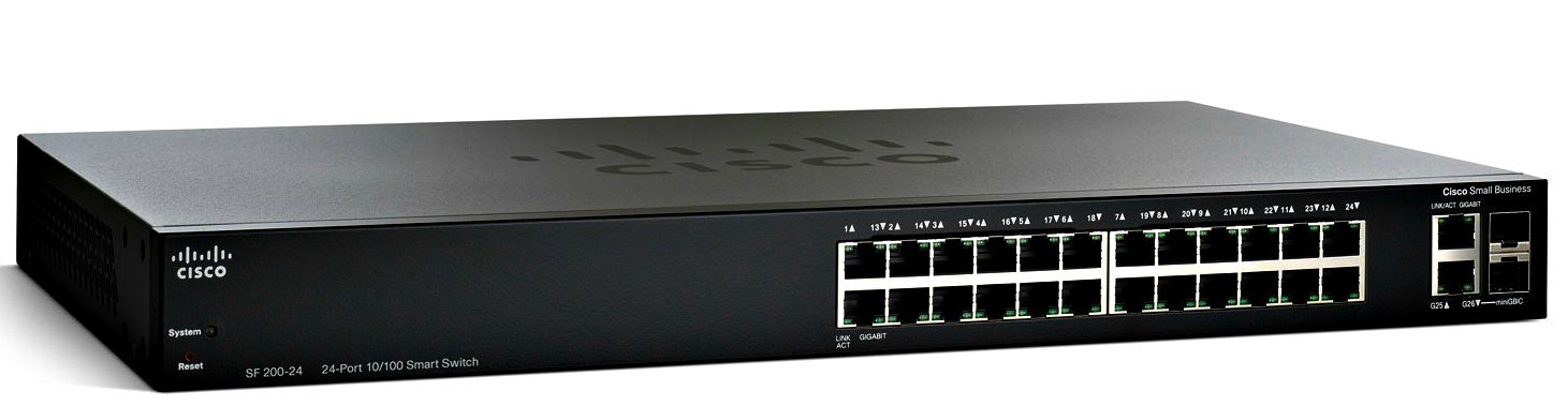 Switch Cisco Fast Ethernet Sf220-24 24 Ptos + 2 Ptos Sfp 8.8 Gbit/S