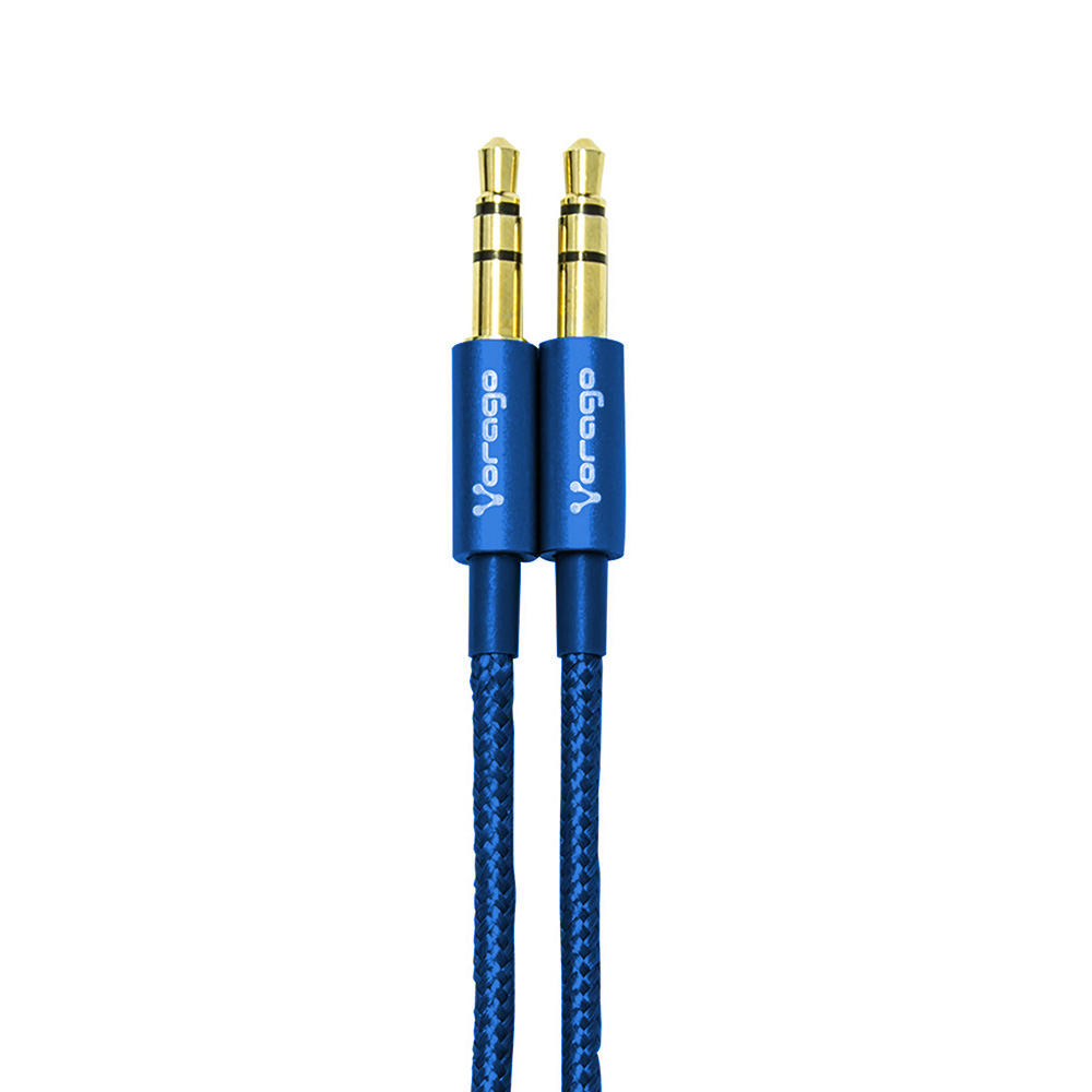 Cable Auxiliar Vorago Cab-108 3.5 Mm Redondo Metalico Azul