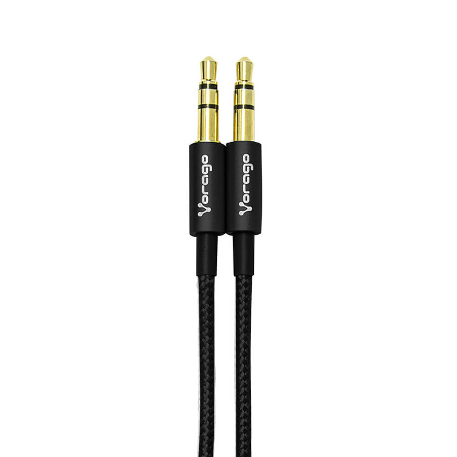 Cable Auxiliar Cab-115 Negro Metalico 3.5Mm A 3.5 Mm Bolsa Vorago 