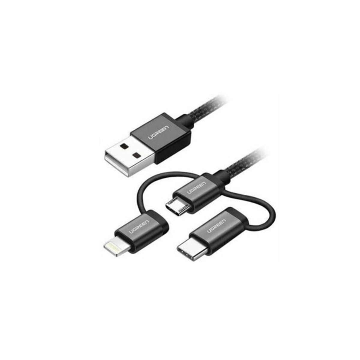 Cable Ugreen Usb 2.0A A Microusb/Lightning/Tipo-C Black 1M
