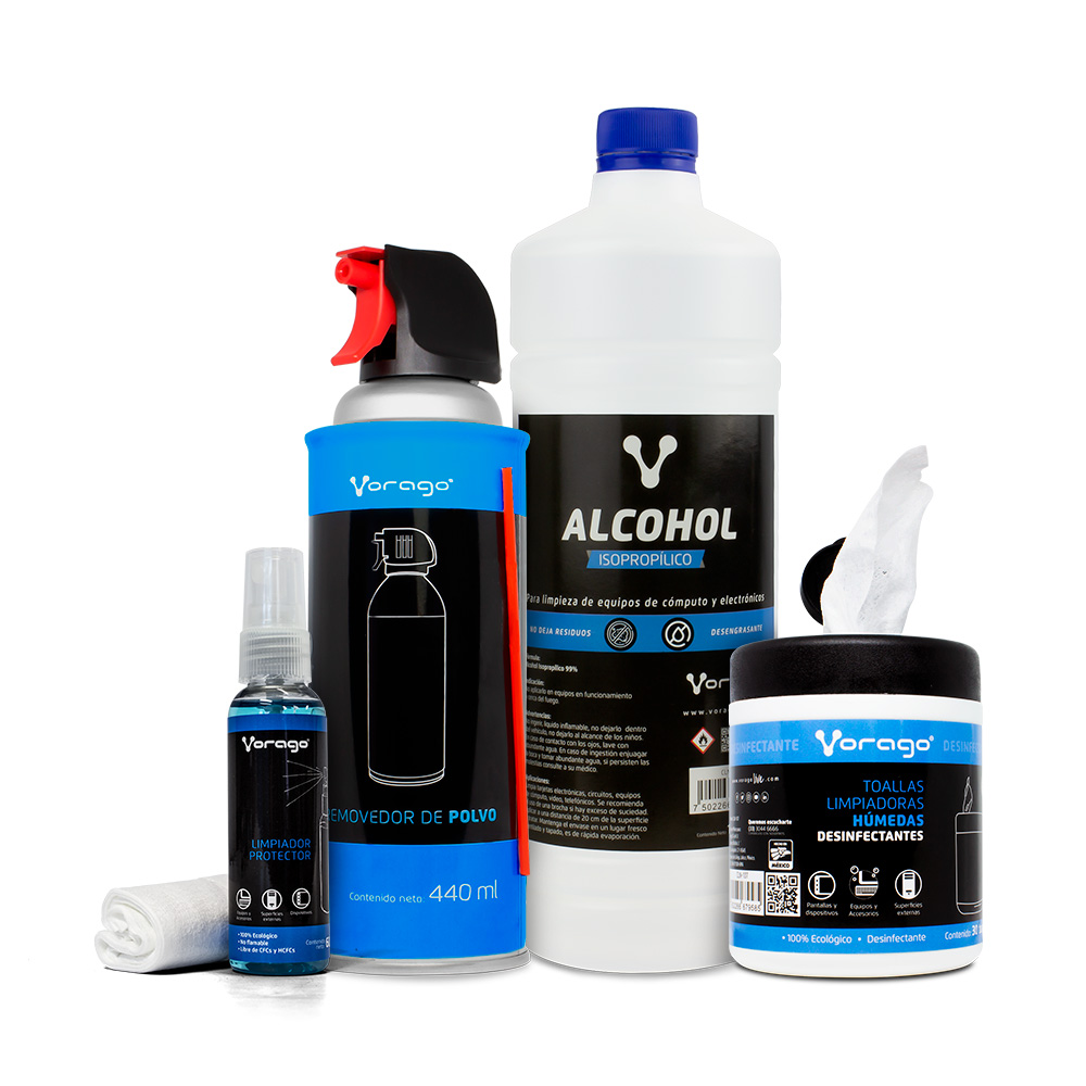 Kit De Limpieza Vorago Aire 440M,Toallas,Alcohol 1L, Limpiador Kit4-Cl