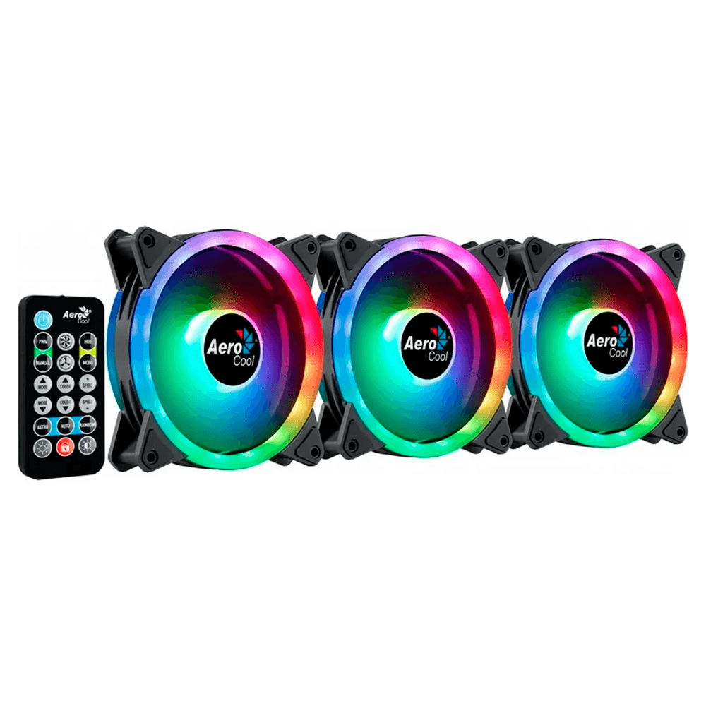Kit Ventiladores Aerocool Duo 12 Pro Argb 120Mm 1000Rpm 3X Piezas + Controlador Negro 4710562752588