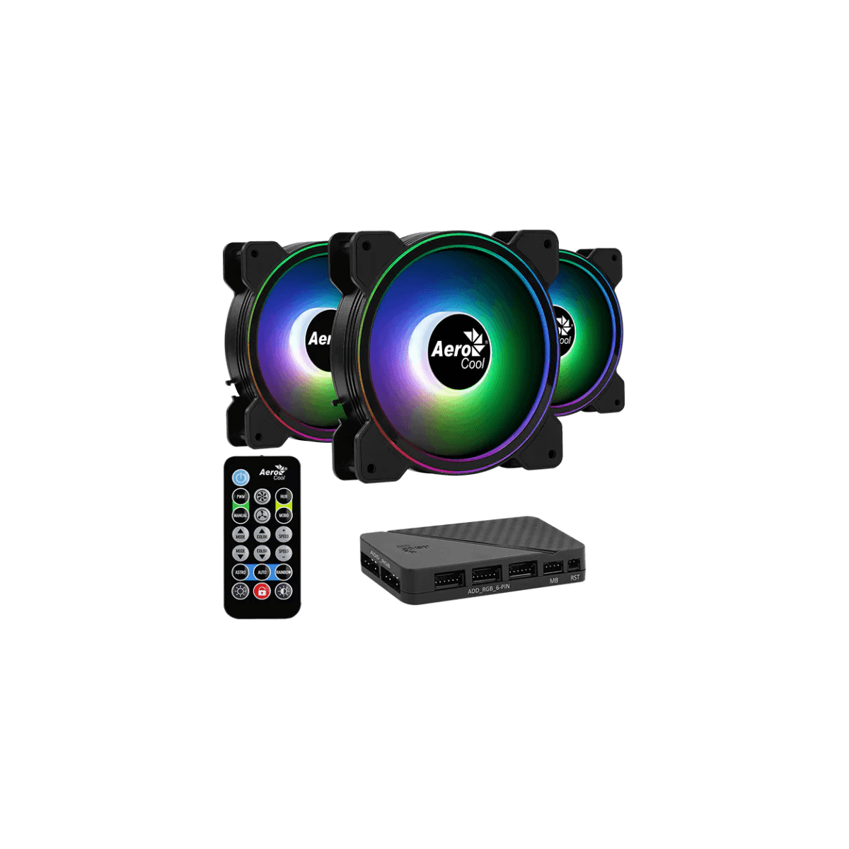 Kit Ventiladores Aerocool Saturn 12F Argb 120Mm 1000Rpm 3X Piezas + Controlador Negro 4710562754117