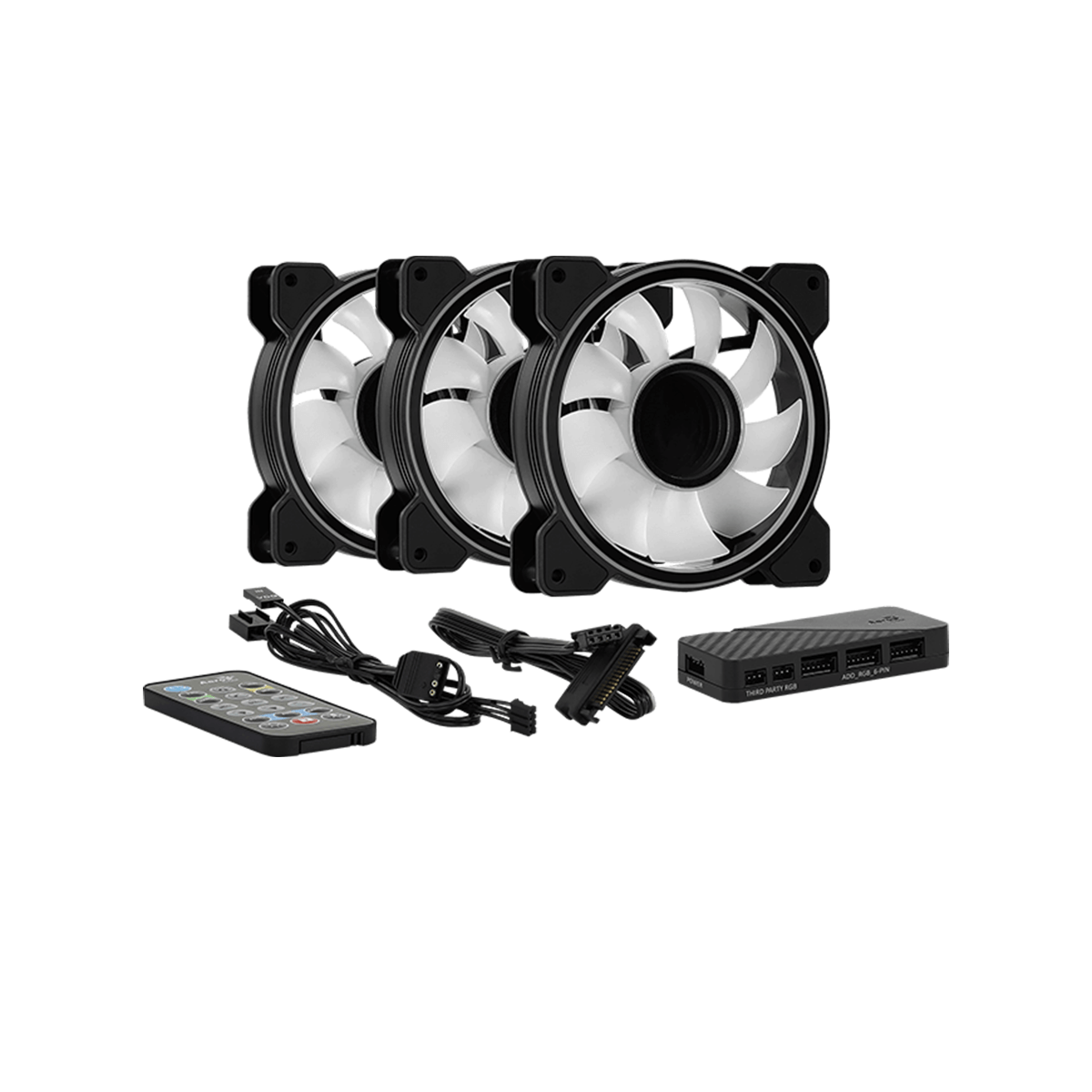 Kit Ventiladores Aerocool Mirage 12 Argb 120Mm 1300Rpm 3X Piezas + Controlador Negro 4710562755978