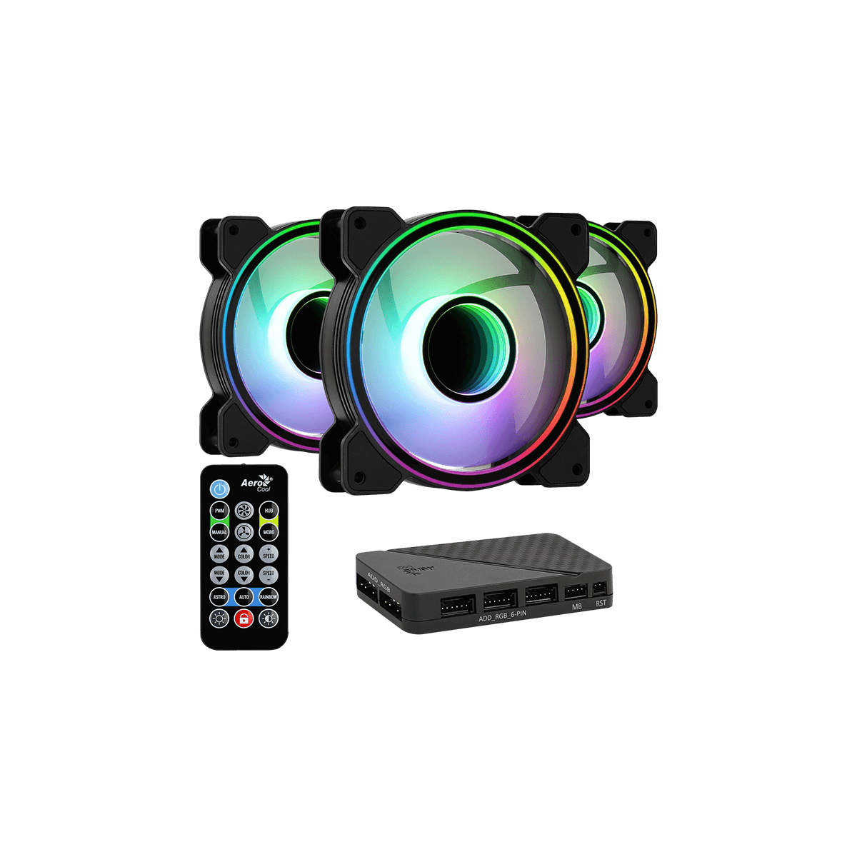 Kit Ventiladores Aerocool Mirage 12 Argb 120Mm 1300Rpm 3X Piezas + Controlador Negro 4710562755978