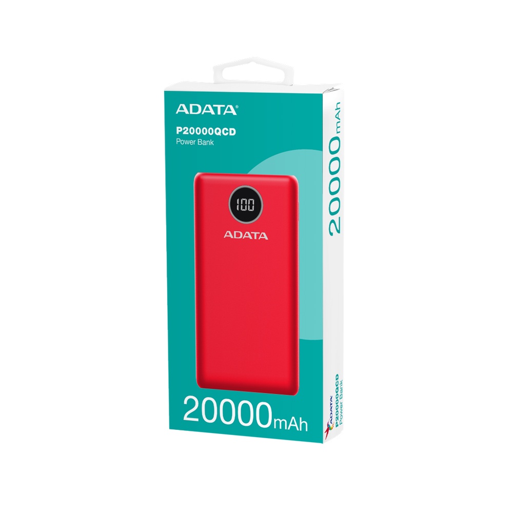 PowerBank Adata P20000Qcd rojo caja