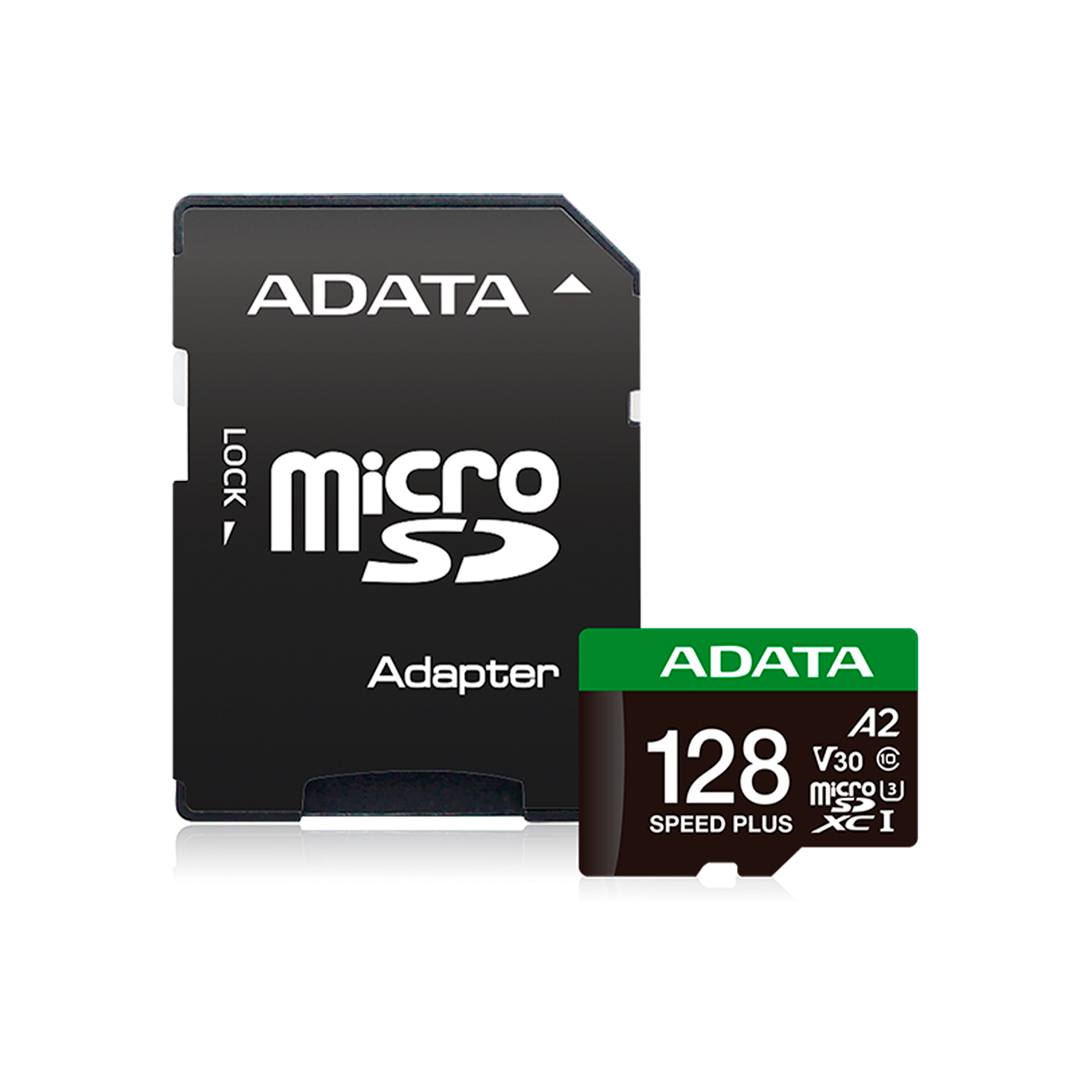 Memoria Micro Sd Adata Speed Plus 128Gb Lectura 180 Mb/S Class 10 Ud128Gui3V30A2Sp-Ra1