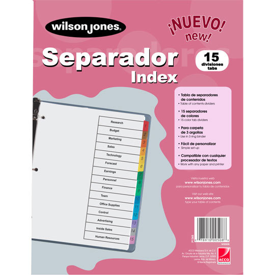Separador Wilson Jones 15 Divisiones Economico