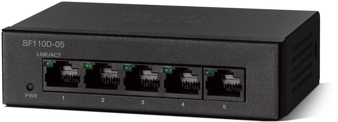 Switch Cisco Serie 110,5 Ptos,10/100 Desktop, No Admin, Qos(Sf110D-05)