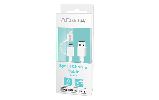 Cable Lightning Adata  Blanco 1M Cable Lightning Amfi2In1-100Cm-Cwh