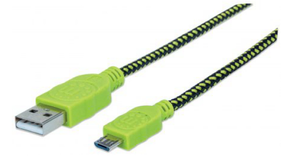 Cable Usb Manhattan Textil Verde/Negro Usb A Micro Usb 1 Metro 394062