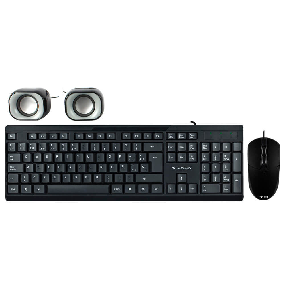 Kit Teclado / Mouse Alambrico / Bocinas 2.0 Usb Negro Acteck Tb-924856