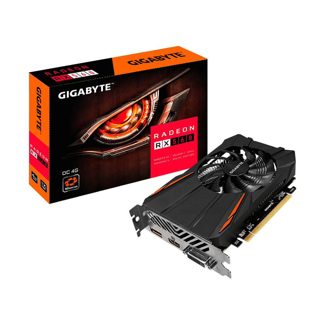 Tarjeta De Video Gigabyte Gv-Rx560Oc-4Gd 4Gb Gddr5 Amd 128Bit Caja