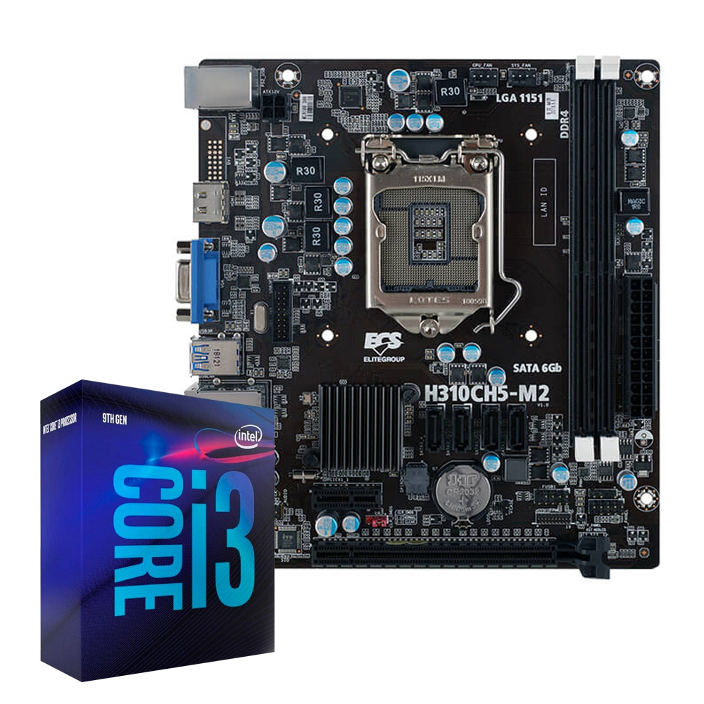 Kit De Procesador Intel Core I3 9100 + Tarjeta Madre Ecs H310C5H-M2