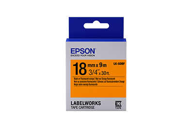 Etiquetas Epson Lk-5Dbf Negro Sobre Naranja 18Mm