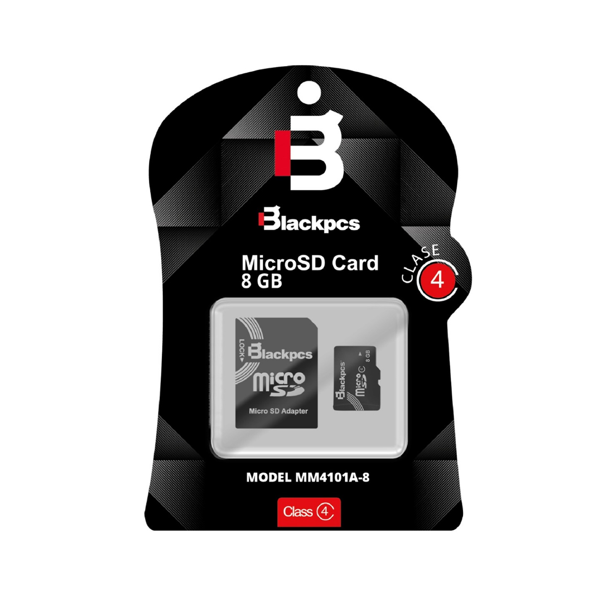 Memoria Micro Sd Blackpcs Clase 4 8Gb Adaptador Sd Mm4101A-8