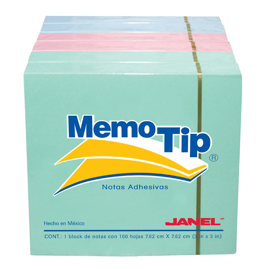 Papeleta Janel Memo Tip 54P 3X3 Cubo Pastel C/400