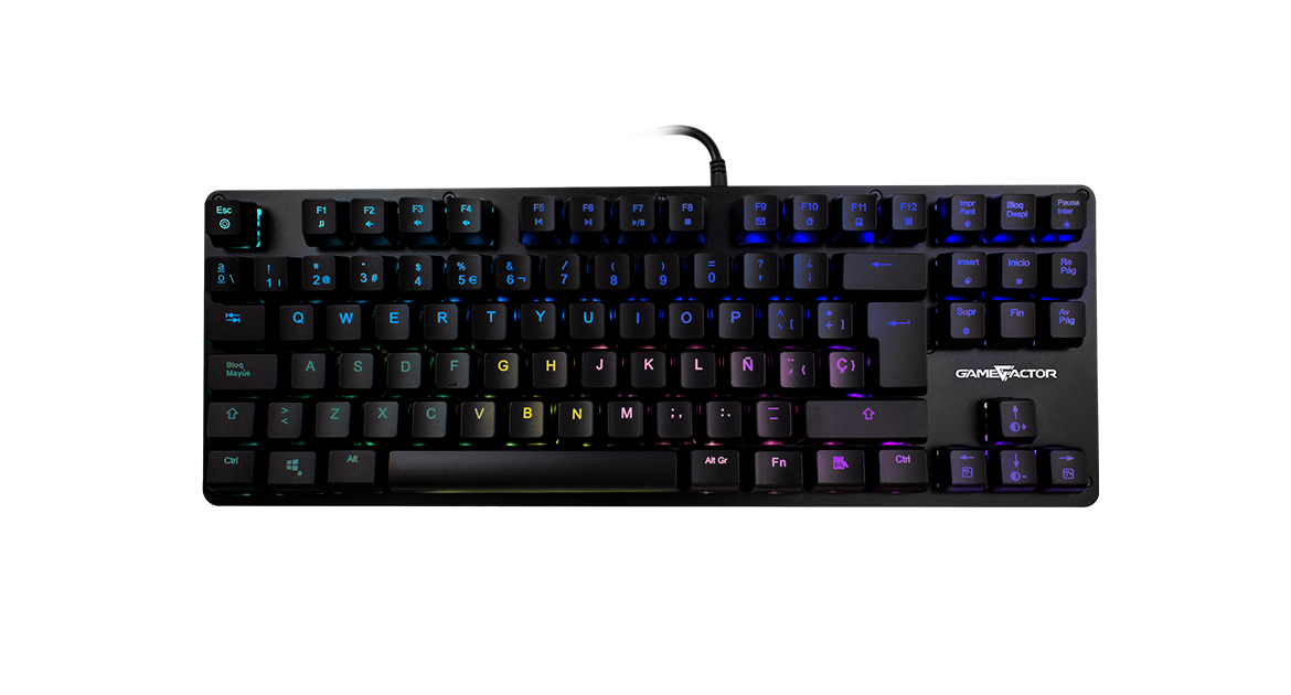 Teclado Gamer Mecanico Tkl Game Factor Kbg500 Rgb Tenkeyless Rojo