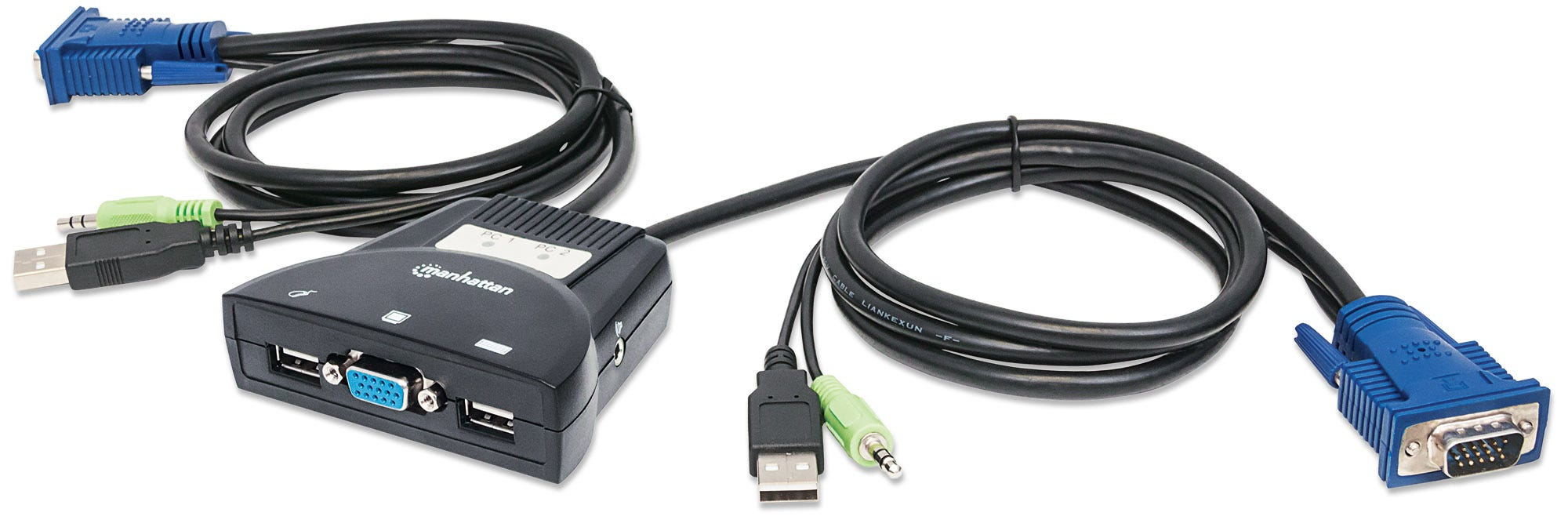 Mux Kvm Mini Usb 2:1 Manhattan Con Cables + Audio 151245