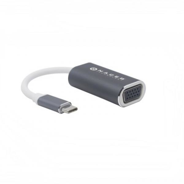 Adaptador Usb Tipo C A Vga Naceb Na-0110 - Plata
