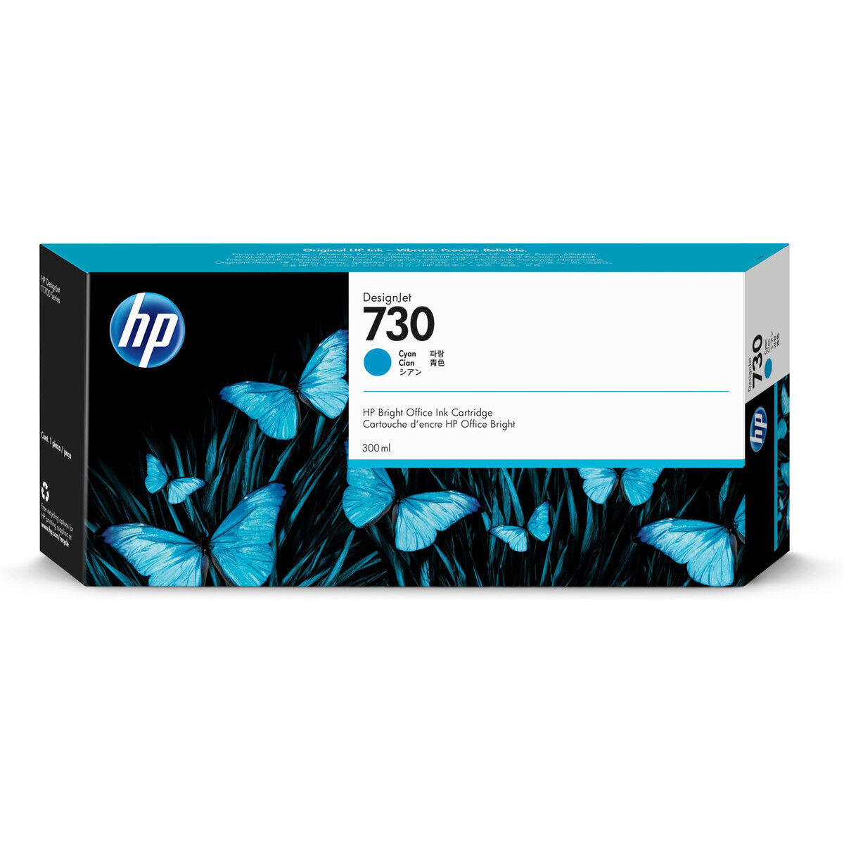 Cartucho Hp 730 Cyan 300Ml P/T1700 P2V68A