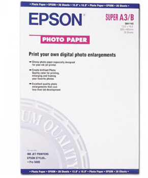 Papel Fotografico Glossy Epson 20 Hojas A3+ S041143