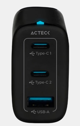Cargador De Pared Rapida Energon Plus Acteck CP440 40W 2X Usb-C PD + 1X Usb-A Elite Negro Ac-935562