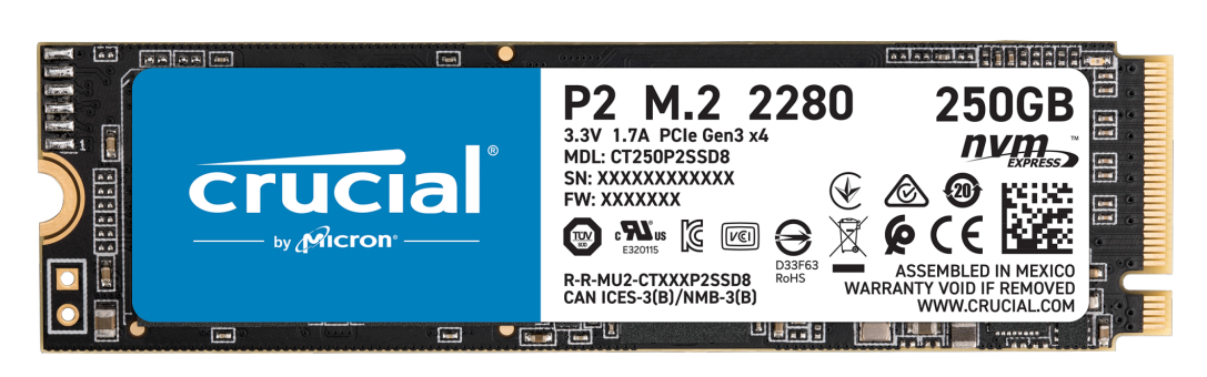 Ssd M.2 Crucial 250Gb Ct250P2Ssd8 P2 2280 3D Nand Nvme Pcie