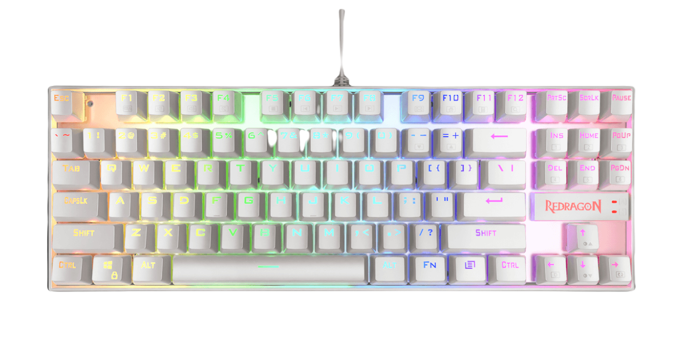 Teclado Gamer Mecanico Redragon K552W-Rgb-1R Kumara Blanco Switch Red