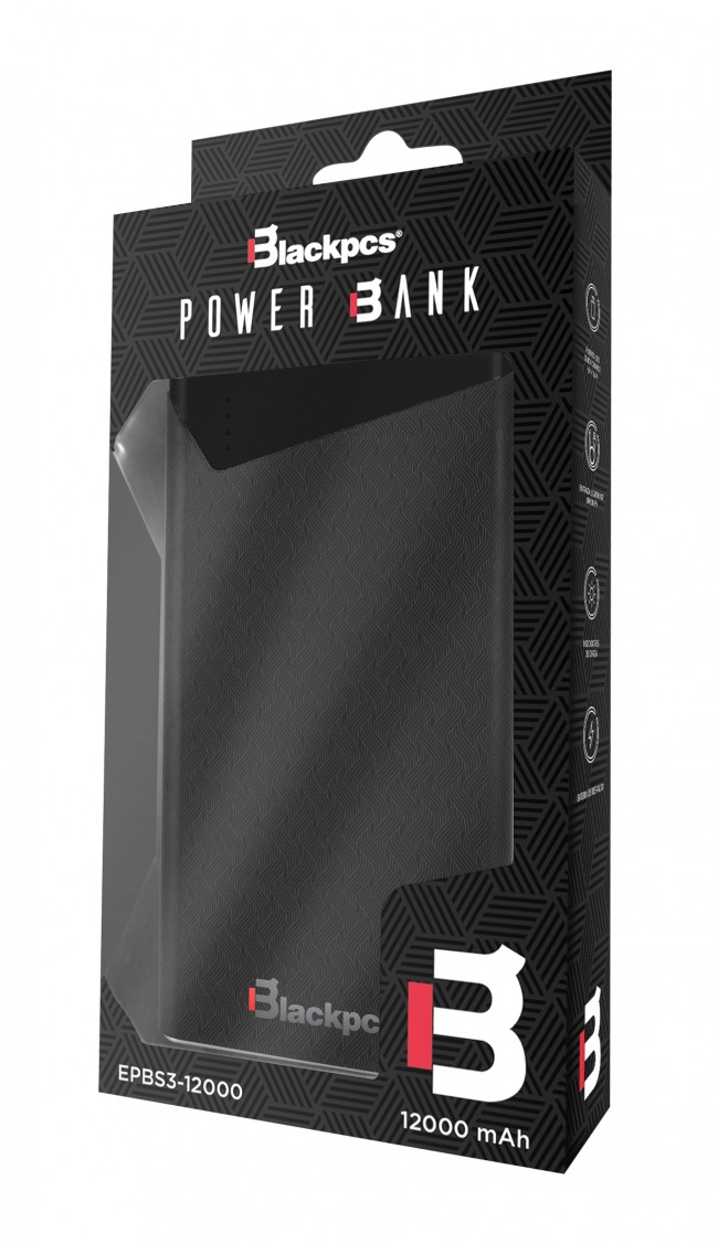Power Bank Blackpcs Ejecutivo Usb/Lightning 12000Mah Negra Epbbl3-1200