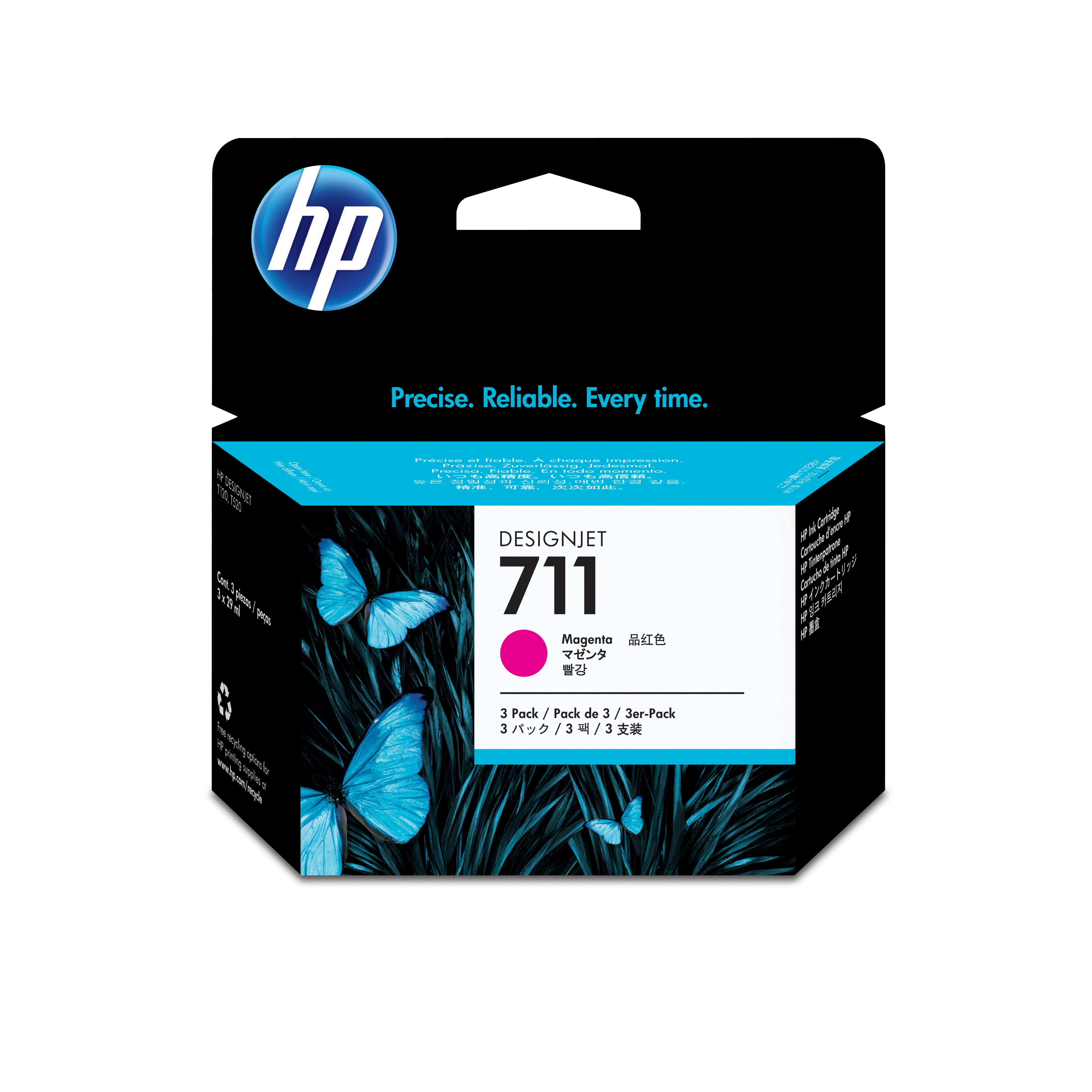 Pack De Ahorro 3 Cartuchos Tinta Designjet Hp 711 29Ml Magenta Cz135A