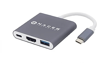 Adaptador Usb Tipo C A Hdmi Naceb Na-0111 Hdmi + Usb 3.0 + Pd Plata