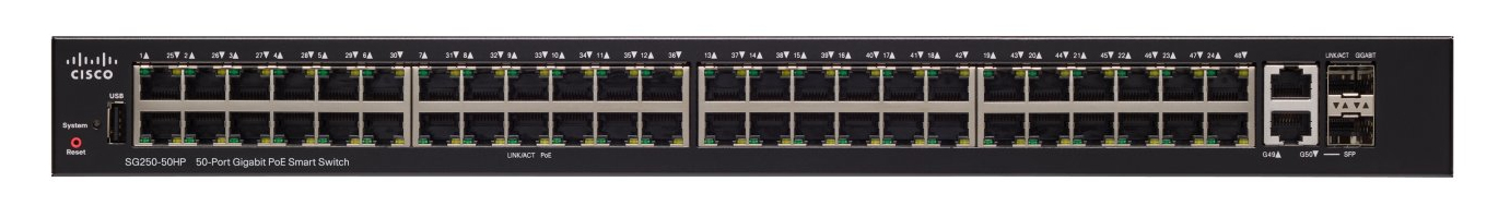 Switch Cisco Sg250-50-K9-Na - Gris 48 Puertos