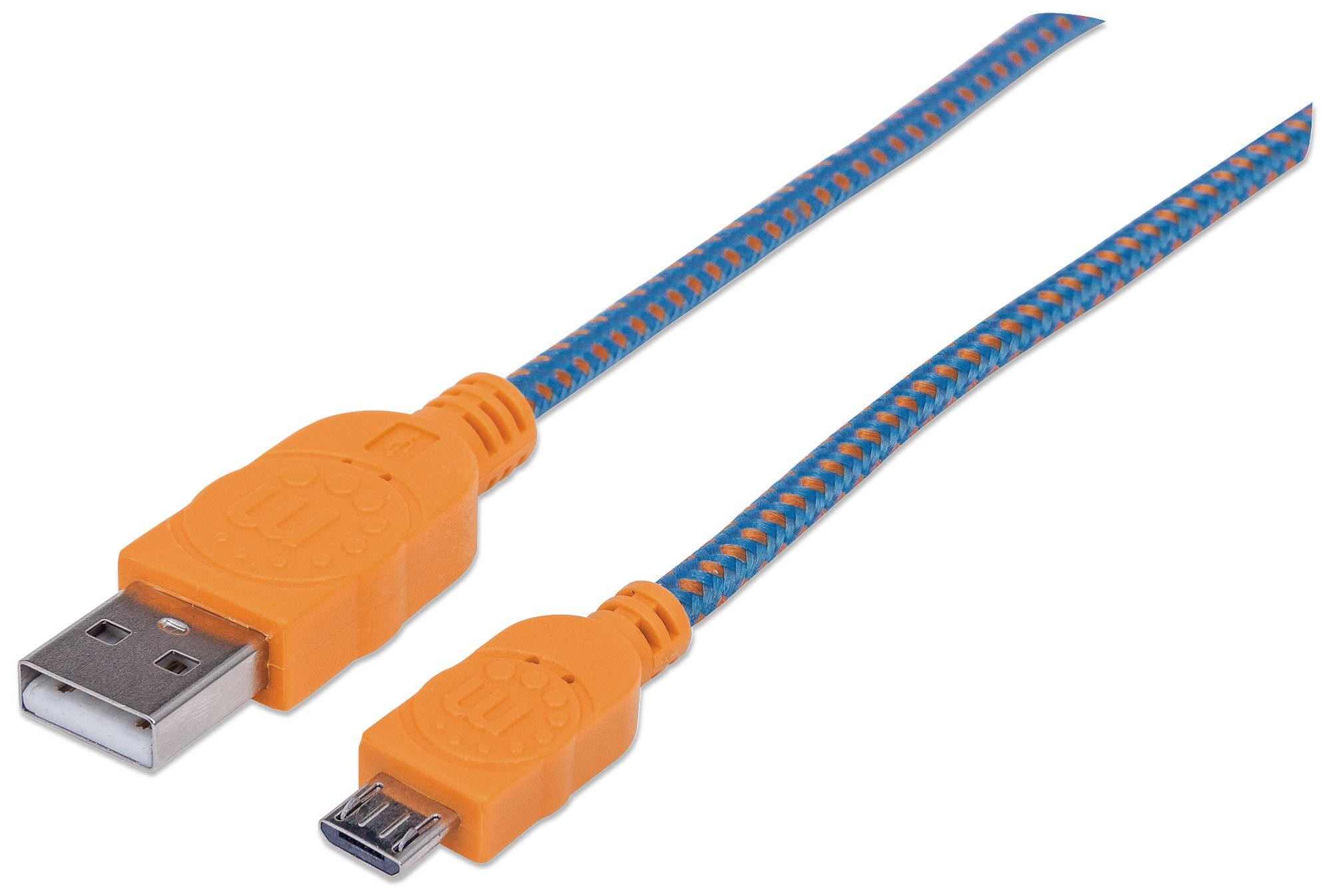 Cable Usb Manhattan Textil Naranja/Azul Usb A Micro Usb 1.8M 352727