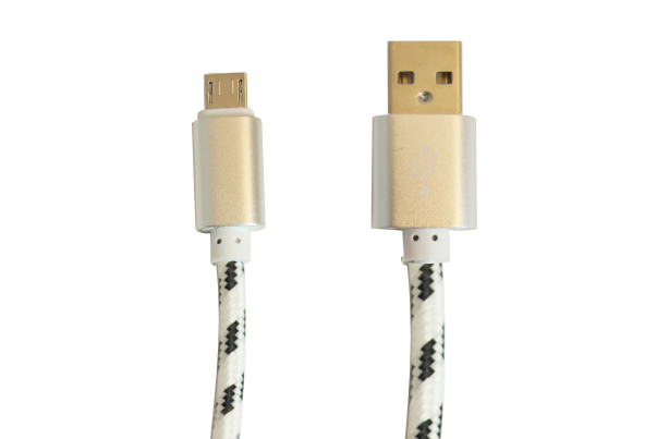 Cable Usb A Micro Usb 2 Mts Carga/Datos Nylon Blanco Premium Ovaltech