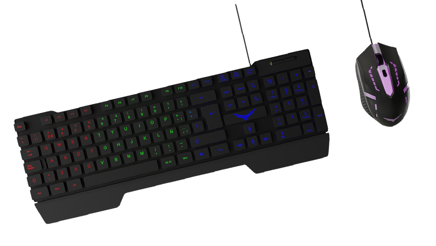 Kit Teclado Y Mouse Español Naceb Na-0951 Alambrico Negro Rgb Na-0951
