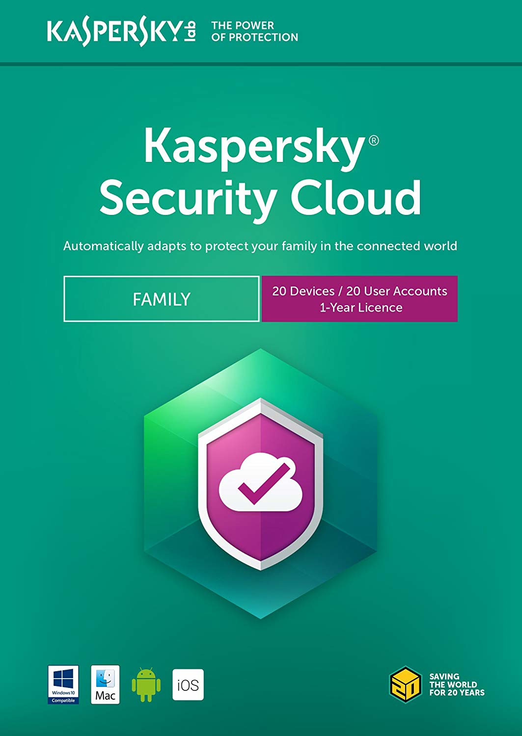 Antivirus Kaspersky Security Cloud Familiar 20 Usuario  1 Año Tmks-184