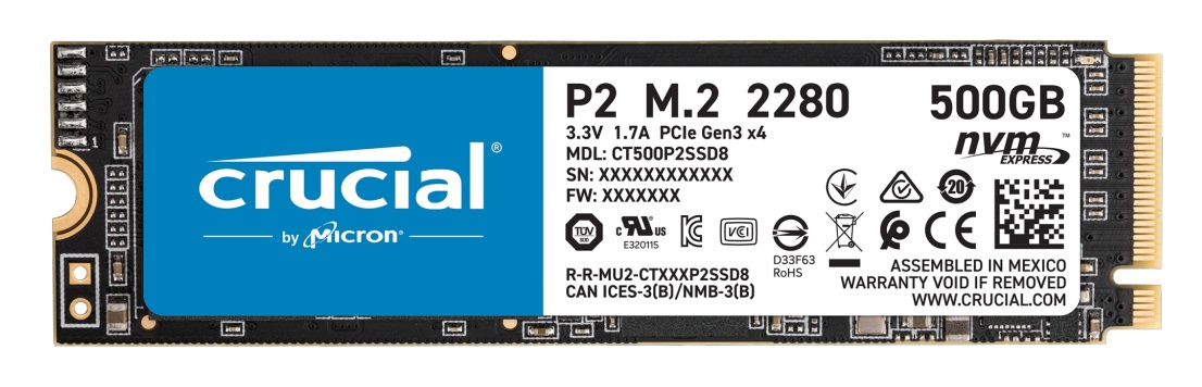 Ssd Crucial M.2 P2 500Gb 3D Nand Nvme Pcie Ct500P2Ssd8